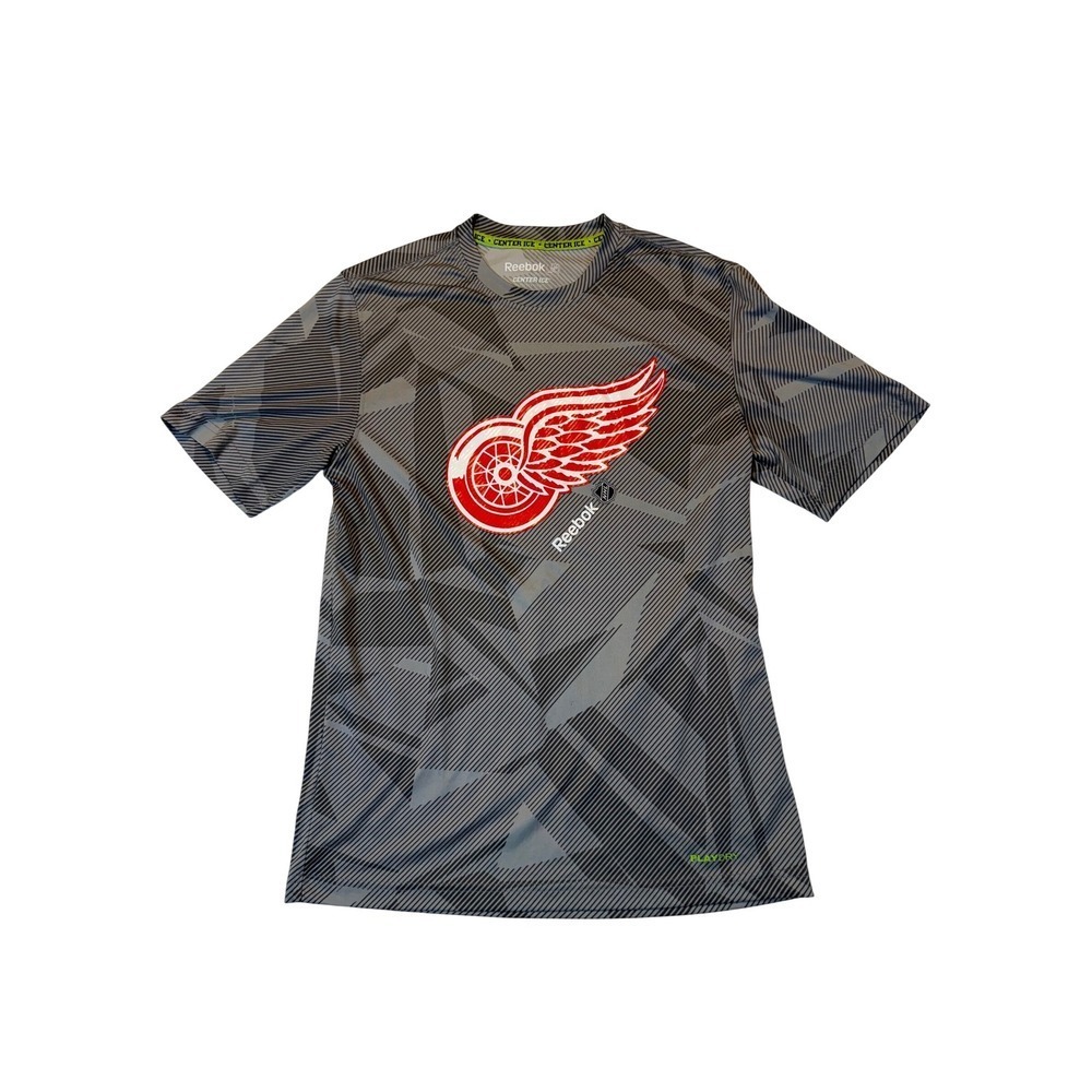 Reebok Detroit Red Wings Center Ice PlayDry Shirt Mens Medium Grey Geometric NHL